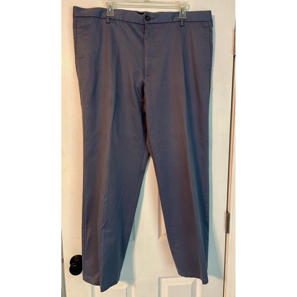 Dockers Signature Khaki Pants Mens 40x30 Straight Fit Flat Front Bluish Gray